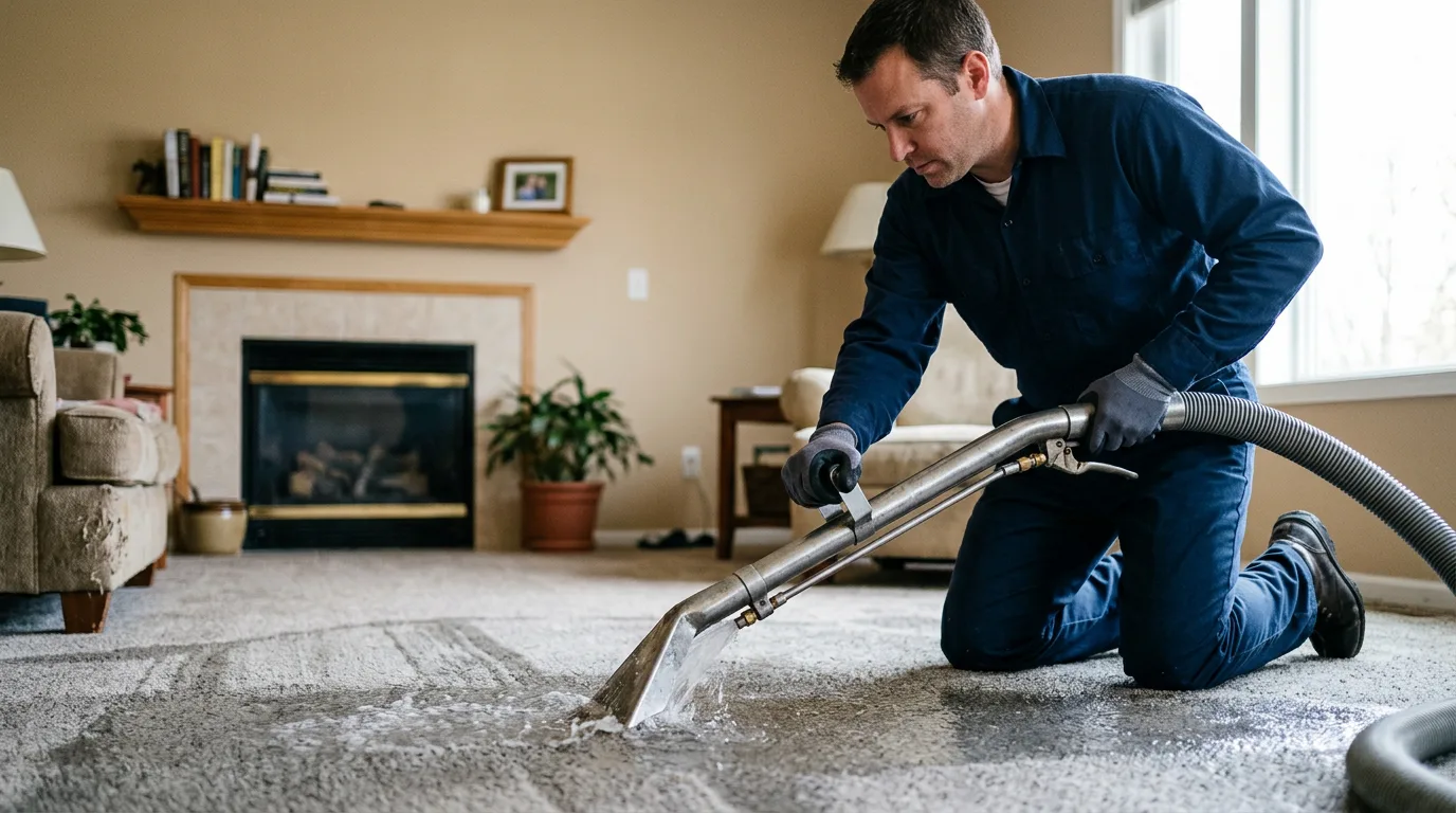 Water damage restoration technician working near Linden, TX